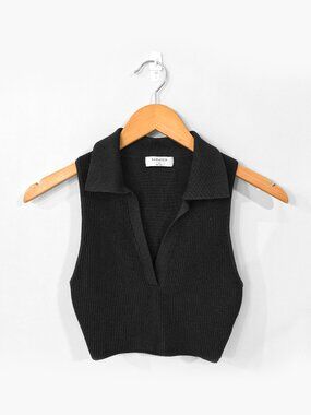 BABATON Aritzia Black Sculpt Knit Polo Tank Top